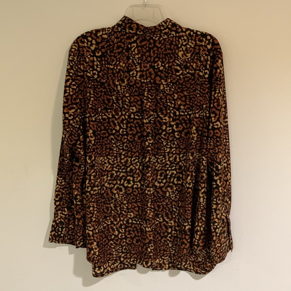Nine West Animal Print Button Down Long Sleeve Blouse, Women’s Size 1X - Picture 7 of 10